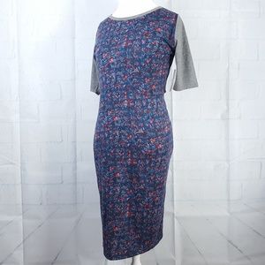 NEW Lularoe Julia Womens M Blue Gray Floral Dress